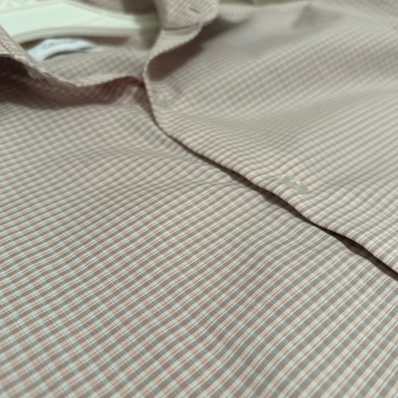 Calvin Klein SlimFit Performance Stretch pink/gray checked dress shirt - Picture 3 of 5